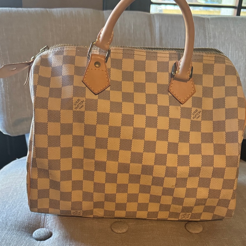 Louis Vuitton Damier Ebene Satchel in Tan and Brown